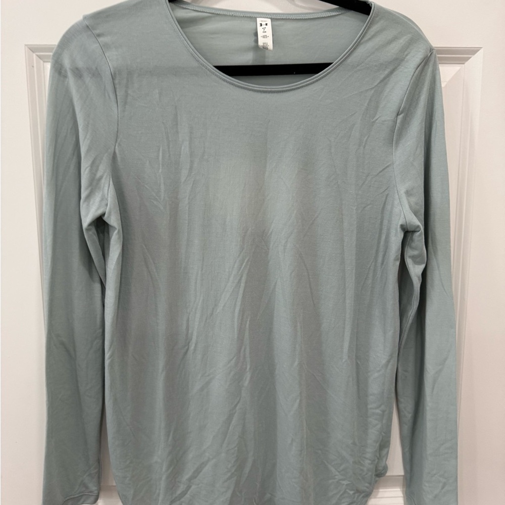 Light Sage Long-Sleeve Scoop Neck Top